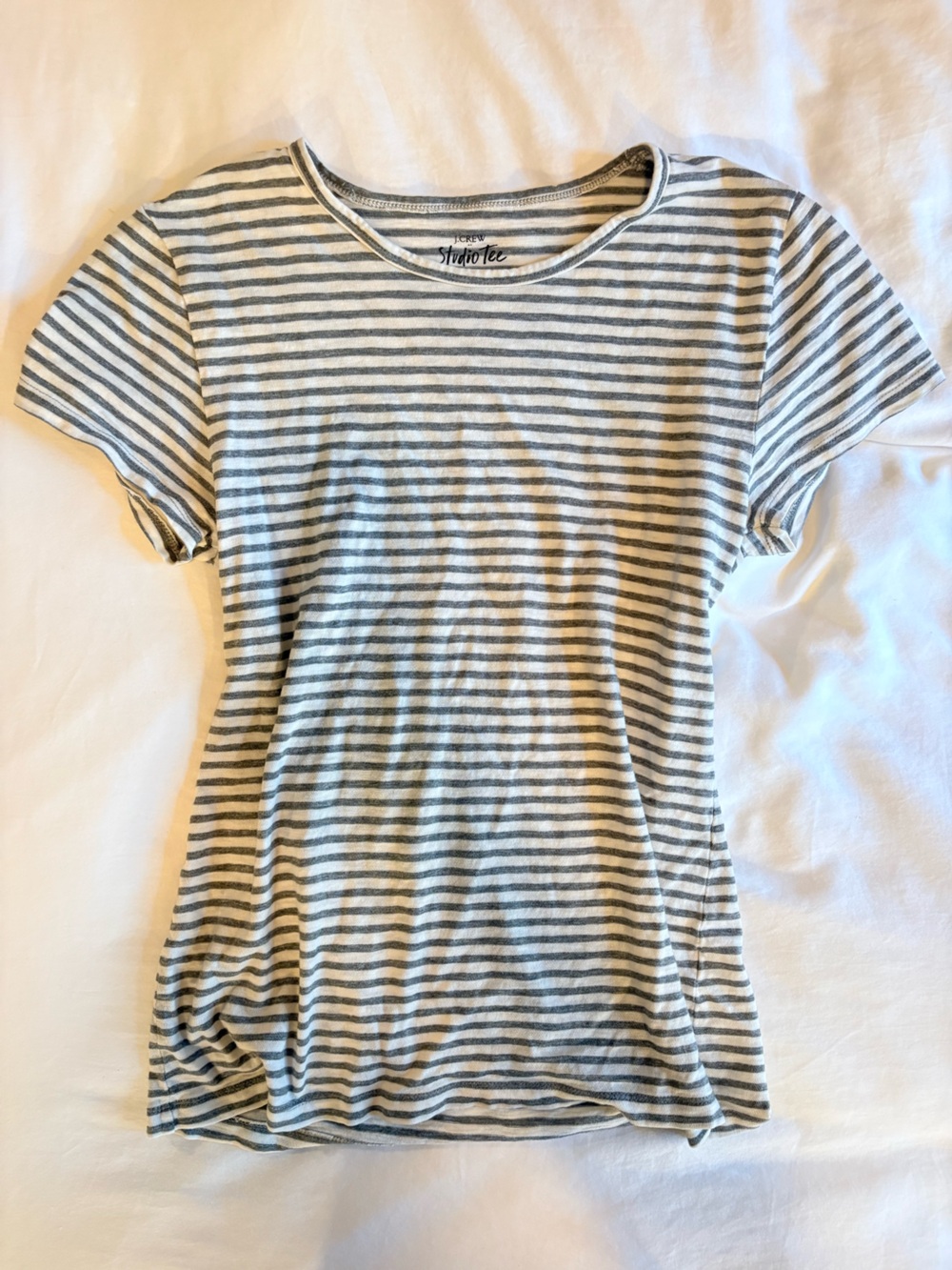 J. Crew Striped Short-Sleeve Tee - Gray & White